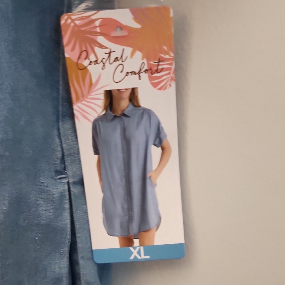 NWT Blue Casual Button Down Dress - Picture 4 of 6